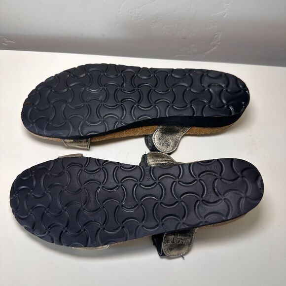 Naot Womens Marissa Sandal Size 38 7 Silver Pewter Leather Low Wedge Slide Shoe - Picture 7 of 11